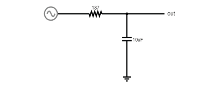 resistor dengan kapasitor ke ground membentuk filter low-pass